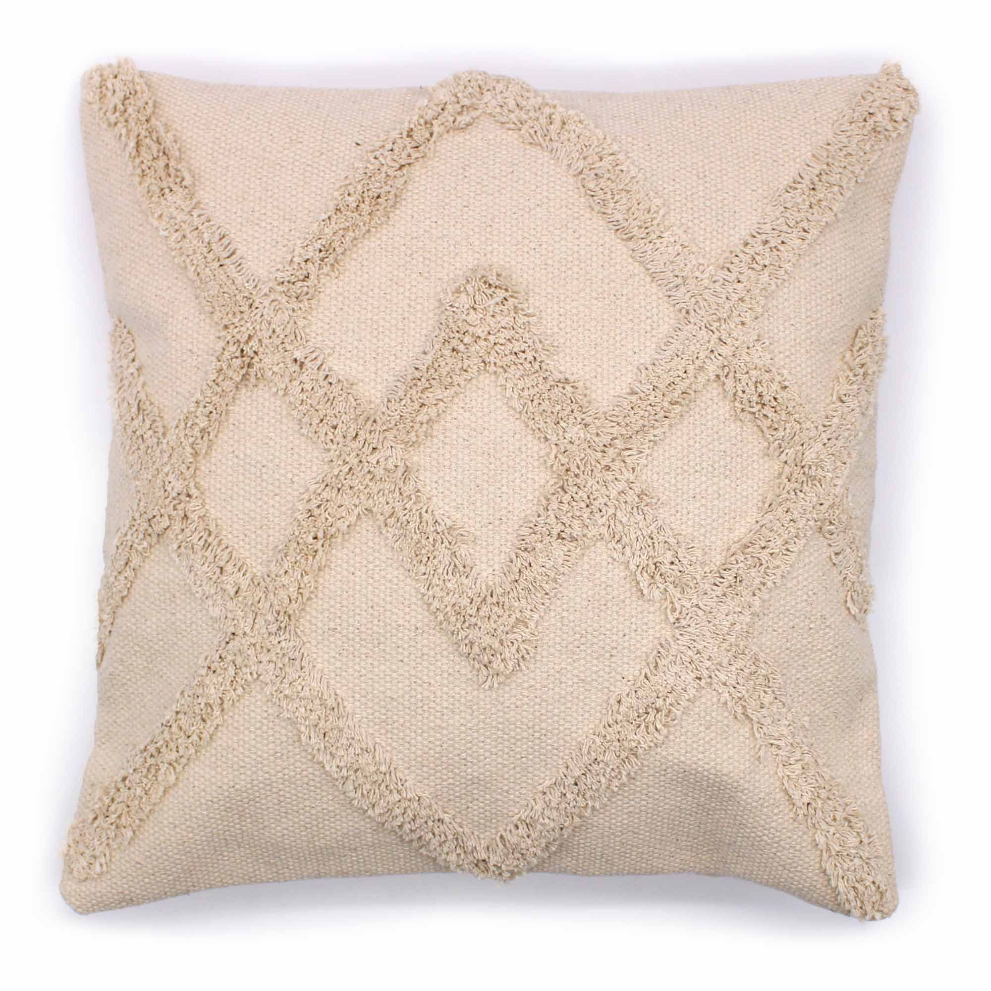 Boho Textured Geometric Cushion Cover – Natural Beige (45x45cm)