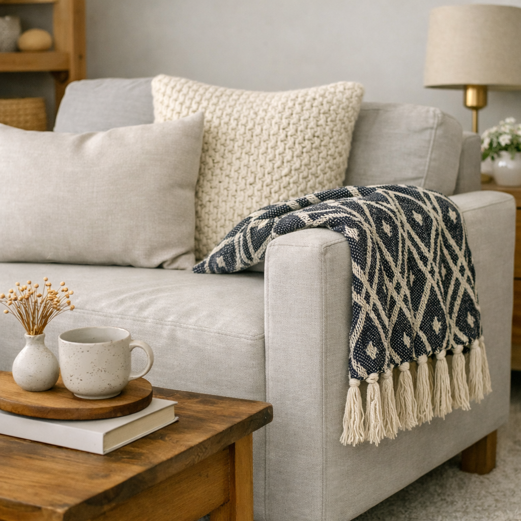 Black & Beige Regency Cotton Throw