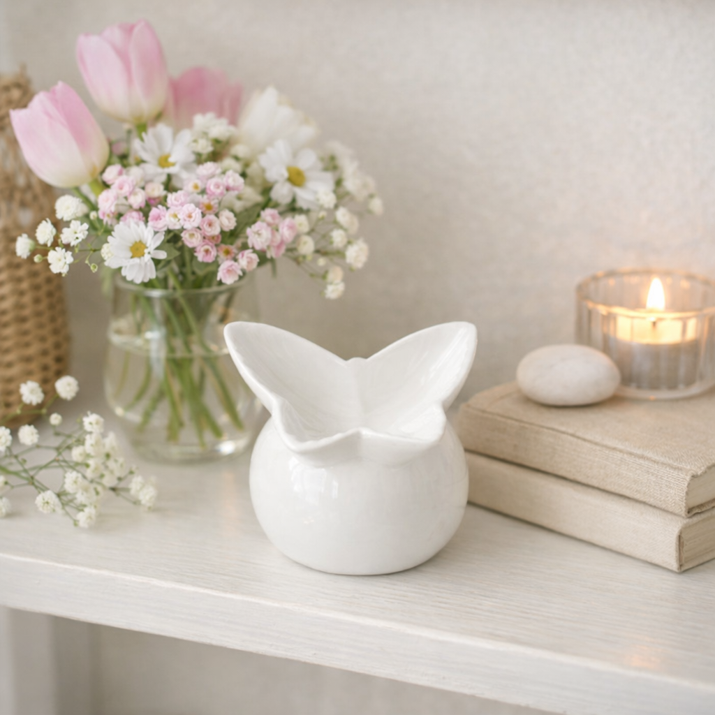 Butterfly Oil Burner - Ceramic White
